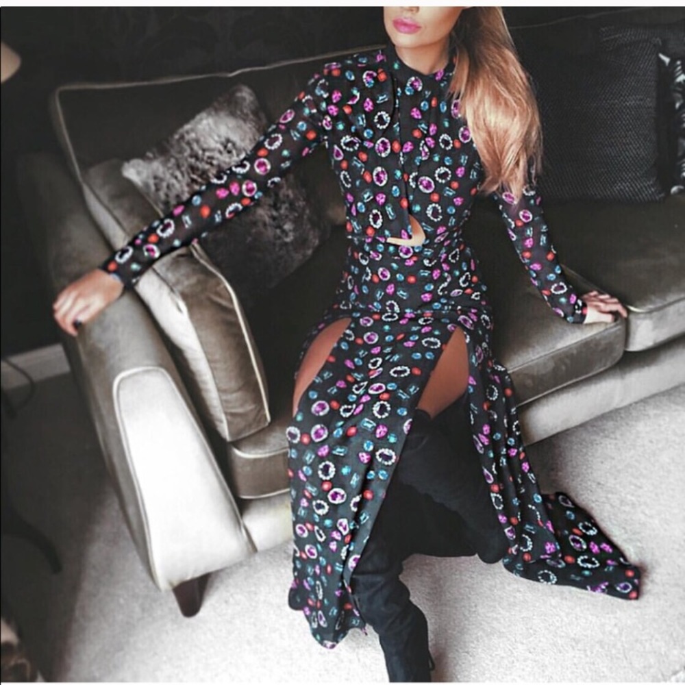 Vlabel London Jewel Print Maxi Dress